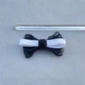Handmade black and white contrast bow with lace trim and ribbon detail, 8.5cm wide - Black And White Lace Layered Bow (2)