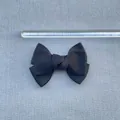 Handmade 8cm black grosgrain ribbon bow accessory for hair and DIY crafts - Pure Black Multi-Layer 3D Bow (3)