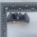 Elegante fermaglio per capelli a fiocco nero in rete per bambine, larghezza 10 cm - Nero Tinta Unita (1) / Nero