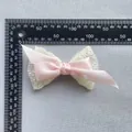 Pink satin and white lace double-layer bow accessory for DIY crafts and hair decor - Pink