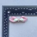 Rosa und grüne Schleife mit Herzkristall, 55mm Zubehör für Haarschmuck und Geschenkboxen - Rosa Grüner Stil (3)