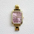 Orologio al quarzo ottagonale dorato con quadrante rosa e cinturino modulare - Quadrante Raggio di Sole Rosa Ottagonale Stile Oro