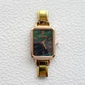 Damen Vintage Quarz-Uhr mit grünem Malachit-Zifferblatt und roségoldenem Kettenarmband - Grünes Zifferblatt Roségoldenes Armband (1)