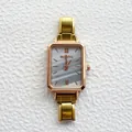 Elegante MODIYA Quarzuhr in Roségold mit rechteckigem Marmor-Zifferblatt und Metallarmband - Weißes Marmor-Zifferblatt Goldenes Armband (3)