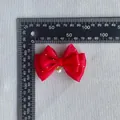 Rode strik met zilveren stippen en parel, afmeting 8,5 cm x 5 cm voor DIY-haaraccessoires - Rood (2)