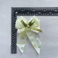 Nœud Lolita floral pour cheveux avec rubans verts et perle centrale, taille 9x14cm - Style Floral Vert Clair (3)