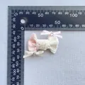 Handgefertigte zweilagige Spitzen-Schleifen mit Strasssteinen für DIY Puppenbekleidung - Rosa und Weiß Spitze Gemischter Stil (1)