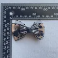 Handmade leopard print and houndstooth fabric bow with polka dot mesh for DIY accessories - Leopard Polka Dot Style (2)