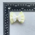 Handmade 3-layer mesh tulle bow accessory with sequins and star rhinestone for DIY crafts - Light Yellow White Bow (2)