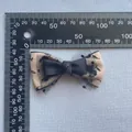 Handmade floral fabric bow with black mesh layers and center ribbon for DIY accessories - Floral Mesh Style (3)