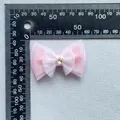 Three-layer pink mesh bow accessory with gold star center and dotted tulle detailing - Pink White Bow (3)