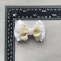 Detail of DIY beige fabric bowknot accessory with lace, satin, and small pearl rose - Triple Layer Linen-look Style (6)