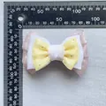 Fiocco fai-da-te a tre strati in rosa e giallo con stelle glitterate argento, 85 mm - Stile a Strati Rosa Bianco Giallo (1)