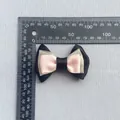 Three-layer bow accessory with black satin and pink ribbon for DIY hair clips, 75mm wide - Black Satin Gold Mesh Pink Ribbon Style (1)