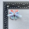 Noeud en ruban fait main à trois couches avec gemme de cœur pour accessoires de cheveux - Rose Orange Violet Bleu (2)