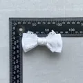 White satin ribbon bow with lace trim for DIY hair clips and accessories measuring 75mm - Satin Lace Style(1)