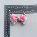 Three-layer bow knot accessory in silver and pink for DIY hair clips and crafts - Gray Satin White Mesh Pink Ribbon Style (3)