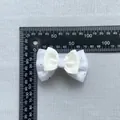Elegant white tulle bow hair accessory with 3D rose and rhinestones, 8.5cm wide view - Tulle 3D Flower Style(2)