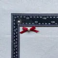 Close-up of red ribbon bow with white pearl for cake decoration and crafts - Dark Red (16)