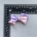 Handmade two-tone purple and pink bow accessory with rhinestones and measurement scale - Purple Pink Mix (2)