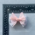 Double-layered pink mesh bow with heart center for DIY hair accessories and clothing - Pink White Heart Accessory Style (2)