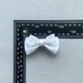 White satin bow accessory with silver lace trim measuring 9cm for DIY hair jewelry - Satin Silver Thread Lace Style(3)