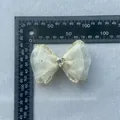 Double-layered mesh bow with gold sequins and heart gem for DIY hair accessories - Beige Sequin Dot Heart Gem Style (3)