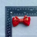 Detail showing red satin DIY bow dimensions 45mm x 25mm with gold Fu character - Mini Red Gold Blessing Style