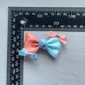 Detail of pink and blue satin bow with mini rhinestone knots on gray texture background - Pink Sky Blue Mix (4)