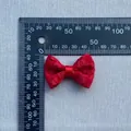 Detail view of 50mm red lace bow with measurement ruler for DIY hair accessories - Red Lace Pattern Style