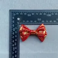 Handmade red and gold satin bow with Fu character, measuring 5.5cm for DIY accessories - Red Gold Blessing Pattern Style