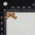Vista macro de mini lazo de cuadros amarillos de 25mm para ropa de muñecas DIY - Cuadrícula Amarillo Jengibre
