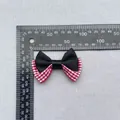 5cm double-layer black satin and red gingham checkered bow for DIY apparel accessories - Black Satin Red Gingham Double Layer