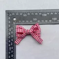Red and white plaid bowknot fabric accessory for DIY sewing, 5cm width measurement - Classic Red White Gingham Style
