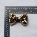 Lazo de doble capa con estampado de leopardo y satén caqui, de 10,5cm x 6,5cm - Capa Doble Grande / Estilo Leopardo Caqui