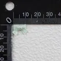 Macro detail of 15mm mint green satin ribbon bow for BJD doll clothes with ruler scale - Light Green Style