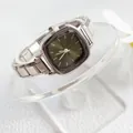 Orologio al quarzo quadrato minimalista con quadrante verde oliva e cinturino in metallo - Verde Scuro (Con Cinturino)