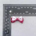 Close-up of a 35mm double-layer polka dot bow with purple and red satin for DIY crafts - Red Purple Patchwork Polka Dot (41)