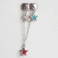 Italienisches Charm-Armband aus Edelstahl mit Anhängern in Rosa Blau und Rot - Dreifach-Stern-Stil