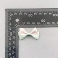 Detail showing 4cm pink and green polka dot bow measurements on a metric ruler - Pink Green Double Layer Contrast (54)