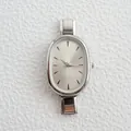 Minimalistische silberne Edelstahluhr für Damen mit ovalem Zifferblatt und Gliederarmband - Silberrahmen Silbernes Zifferblatt