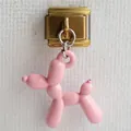 Bracciale italiano con ciondolo cane a palloncino in smalto rosa e acciaio dorato - Rosa Chiaro