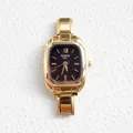 Elegante orologio da donna in acciaio inossidabile dorato con quadrante nero al quarzo - Annie time Quadrante Nero Minimalista (5975883529660) / Nero