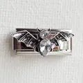 Détail d'un charm chauve-souris en acier inoxydable avec gemmes pour bracelet modulaire - Base Argent Chauve-souris Strass Transparent