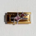 Italian charm bracelet component with gold base, silver star, and pink gemstones - Pink Zirconia Four-Pointed Star