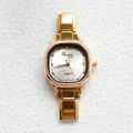 Elegant goudkleurig kwartshorloge voor dames met vierkante wijzerplaat en schakelarmband - Witte vierkante wijzerplaat