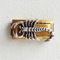 Maillon de bracelet italien avec scorpion 3D argenté sur une base rectangulaire dorée polie - Base Or Scorpion Argenté