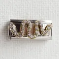 Détail macro d'un maillon de bracelet italien avec serpent doré et strass brillants - Base Argent Serpent Doré (Zirconia Blanc)