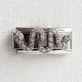 Vue détaillée d'un maillon italien argenté avec serpent serti de cristaux brillants - Base Argent Serpent Argenté (Zirconia Blanc)