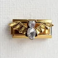 Détail d'un charm chauve-souris doré avec cristaux pour bracelet italien modulable - Base Or Chauve-souris Dorée Strass Transparent